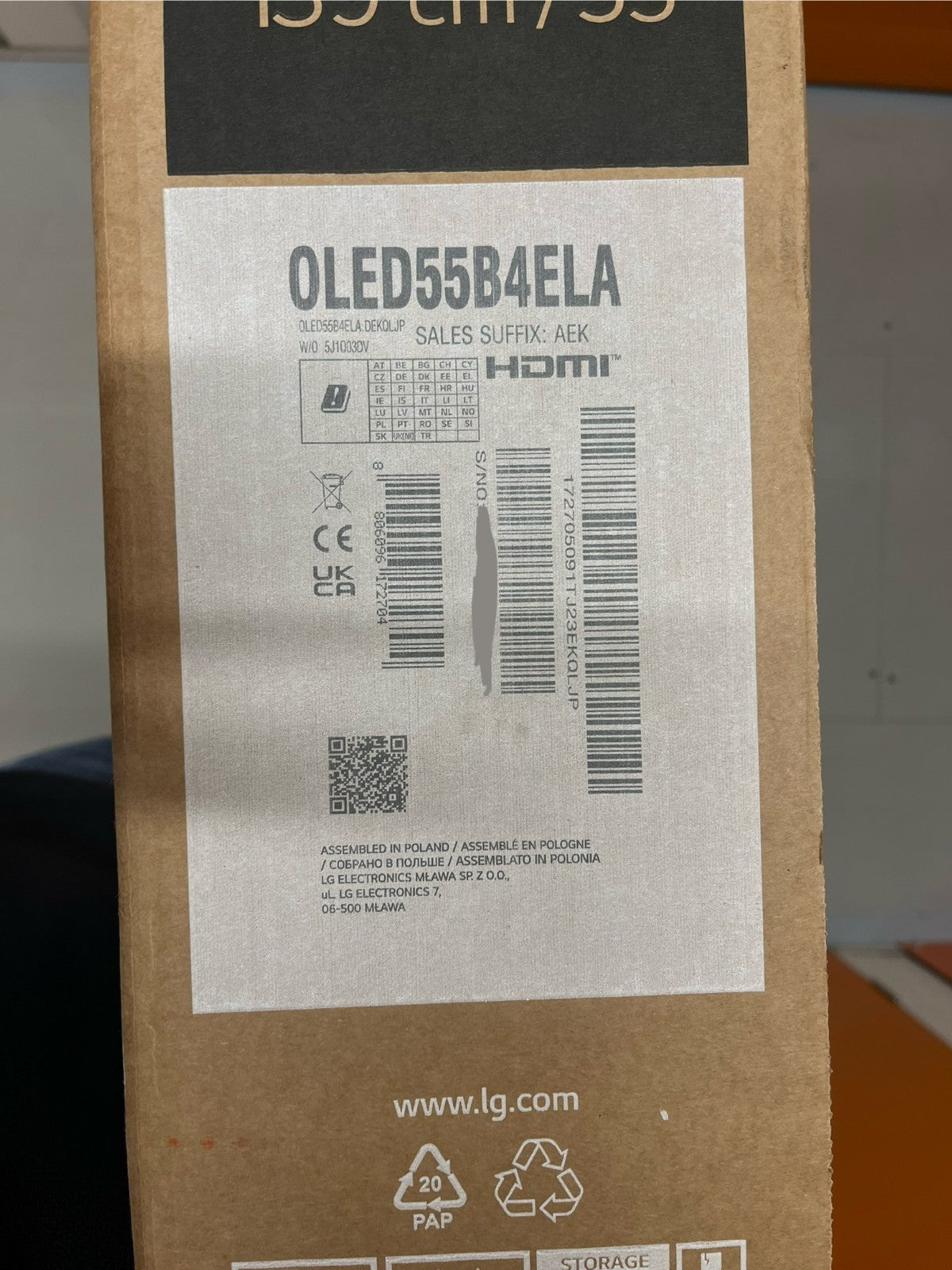 LG OLED55B4ELA 55 inch OLED AI B4 4K Smart TV α8 4K AI Processor - New&sealed