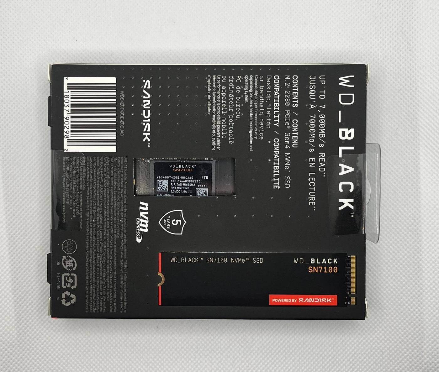 WD_BLACK SN7100 4TB Nvme SSD, M.2 2280, Read Speed 7000 Mb/S -New&Sealed