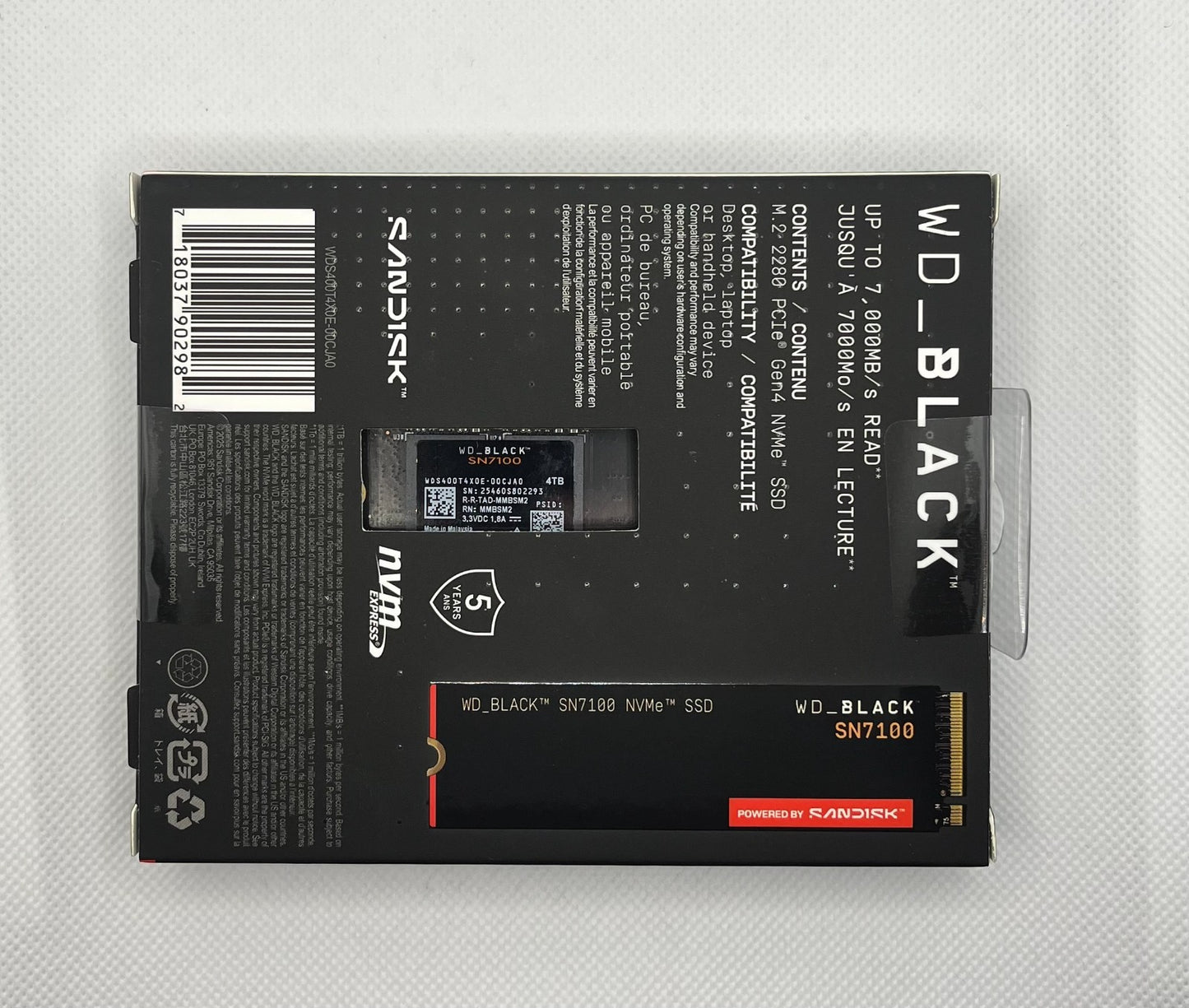 WD_BLACK SN7100 4TB Nvme SSD, M.2 2280, Read Speed 7000 Mb/S -New&Sealed