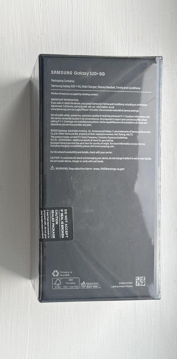 Samsung Galaxy S20 Plus 5G Black 12GB RAM 128GB (Unlocked) - New&Sealed