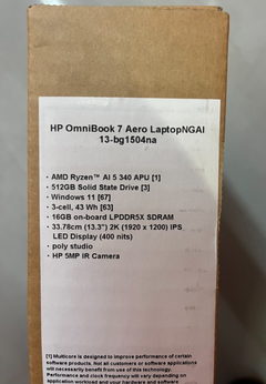 HP OmniBook 7 Aero 13" Laptop - AMD Ryzen AI 5, 16GB RAM 512GB SSD- New&Sealed
