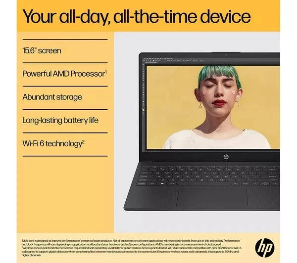 HP 15-fc0537sa 15.6" Laptop - AMD Ryzen 5 7520U, 8GB RAM, 512GB SSD -New&Sealed