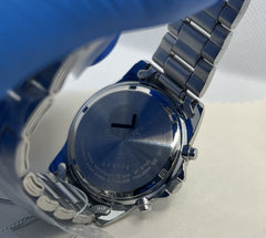 Seiko SBTQ071 Chronograph Stainless Steel Watch Sunburst Blue dial -New W Papers