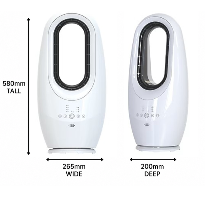 Bladeless 22-inch oscillating fan 1356m³/hr airflow, remote control & LED light