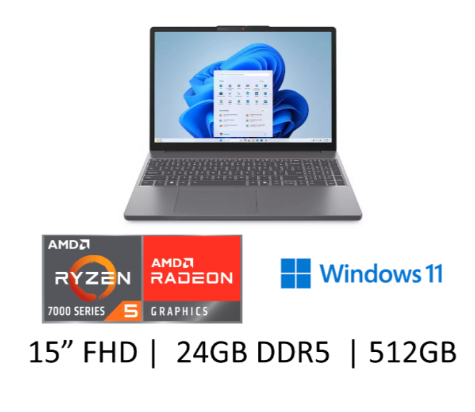 Lenovo IdeaPad Slim 3 15.3" Laptop - AMD 5 7535HS 24GB RAM 512GB SSD New&Sealed