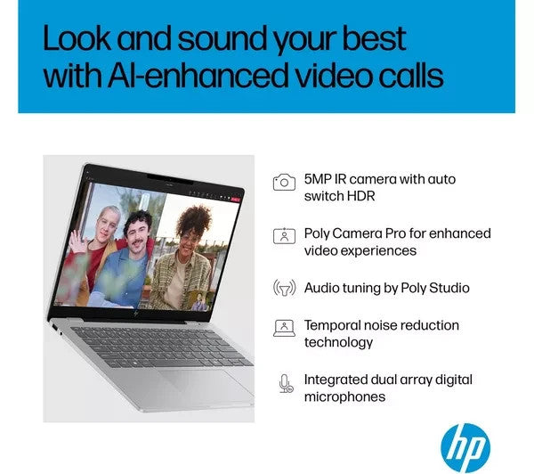 HP OmniBook 7 AI 14" OLED Laptop  Intel Core Ultra 5 16GB RAM 512 GB SSD, Silver